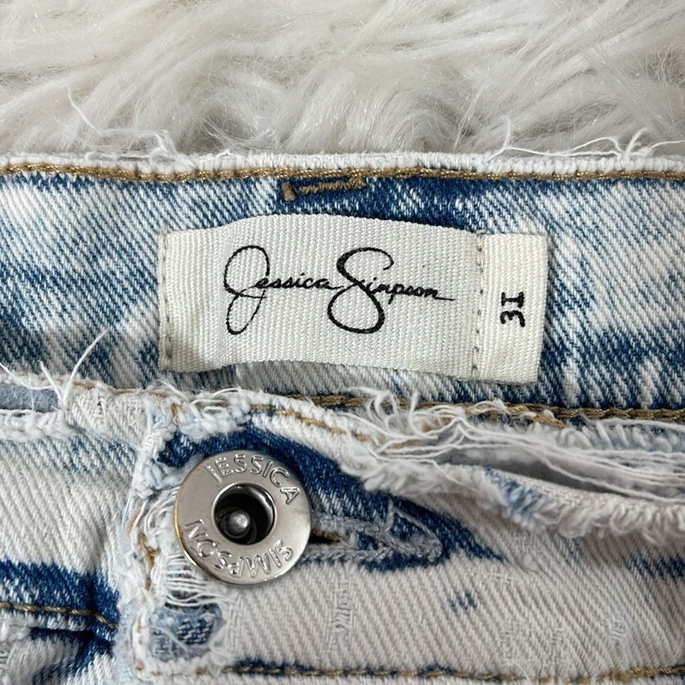 JESSICA SIMPSON Flirt Straight Boot Distressed Denim Jeans Size 31 - Picture 10 of 12